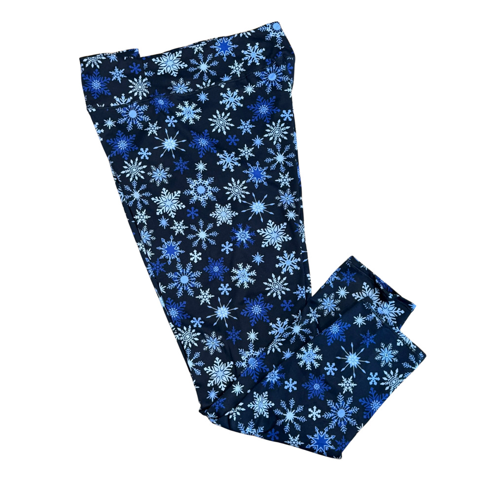 Cuddl Duds Climate Right Fleece PJ Pants Sz XL Blue Snowflake Warm Winter Lounge